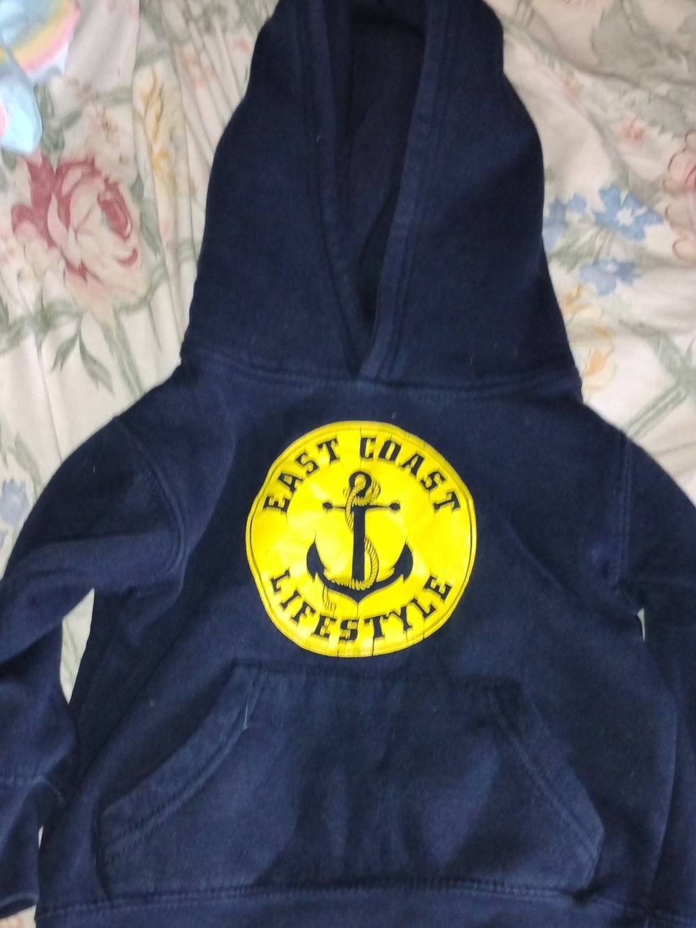 Toddler East Coast Lifestyke Navy Hoodie with Yellow Anchor Patch